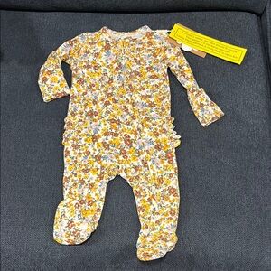 Angel Dear Yellow and Brown Floral Footie